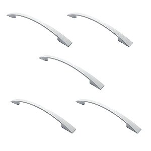 Kit 5 Puxador Italy Line 2092 Branco Metal 096mm