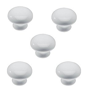 Kit 5 Puxador Italy Line Il7038 Cerâmica Branco C/ Parafuso