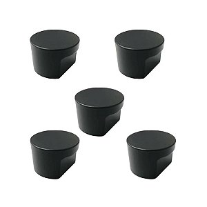 Kit 5 Puxador Moveis Radio Medio 16mm Preto Zen Ponto