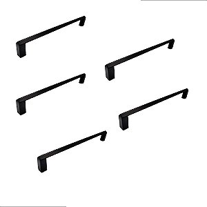 Kit 5 Puxador P/ Moveis Liveri Il 955 160mm Preto Italy Line
