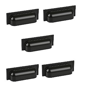 Kit 5 Puxador Plymouth Zen Preto Fosco Concha Zp5420.24