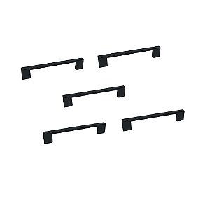 Kit 5 Puxador Preto Fosco Il 950  Metal 128mm C/ Parafusos