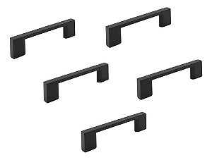 Kit 5 Puxador Preto Fosco Il 950 Italy Line Metal 64mm