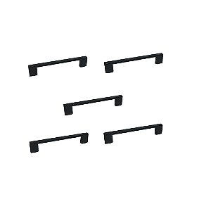 Kit 5 Puxador Preto Fosco Il 950 Liveri Metal 96mm + Paraf