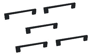 Kit 5 Puxador Preto Fosco Il 950 Metal 160mm C/ Parafusos