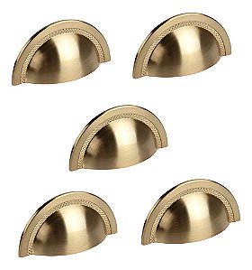 Kit 5 Puxador Shell 48 Mm Zen Gold Escovado (dourado)