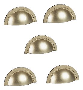 Kit 5 Puxador Shell Zen 64mm Dourado (dourado Fosco)