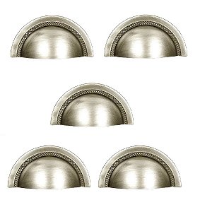 Kit 5 Puxador Shell Zen 64mm Niquel Escovado Com Verniz
