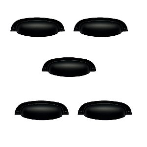Kit 5 Puxador Vivaro 222 Preto Fosco Italy Line 96 Mm