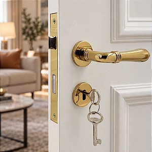 FECHADURA PORTA INTERNA LILY IMAB DOURADO BRILHANTE 55MM