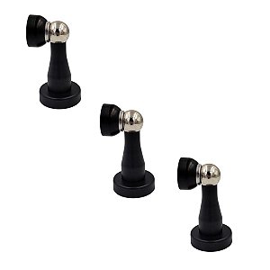 KIT 3 PRENDEDOR BATEDOR DE PORTA MAGNETICO INOX PRETO FOSCO