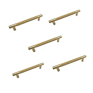 KIT 5 PUXADOR MOVEIS ZIGRINATO IL1580 128MM DOURADO FOSCO ITALY