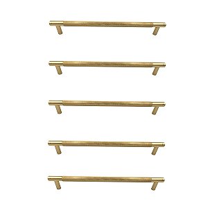 KIT 5 PUXADOR MOVEIS ZIGRINATO IL1580 224MM DOURADO FOSCO