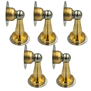 KIT 5 PRENDEDOR BATEDOR PORTA MAGNETICO ADESIVO INOX DOURADO