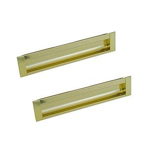 Kit 2 Puxador Concha de Embutir Celleno IL155 224 mm Dourado Fosco
