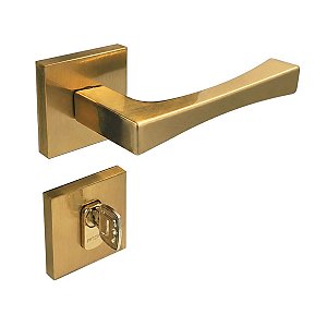 Fechadura Porta Externa Vivaldi Dourado Escovado Pado 55mm