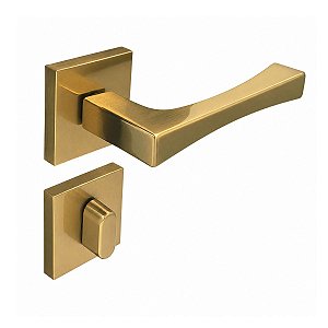 Fechadura Porta Banheiro Vivaldi Dourado Escovado Pado 55mm