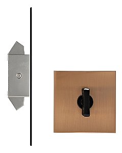FECHADURA TRAVA PORTA CORRER BANHEIRO WC PADO COBRE ESCOVADO CE EXPANSIVA QUADRADA RQ2