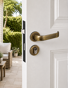 Fechadura Externa Duna Antique Imab Ouro Velho Cilindro 40mm