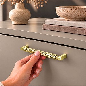 PUXADOR MÓVEIS ZIGRINATO IL1780 160MM DOURADO ITALY LINE