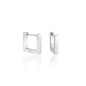 Brinco Aço Inox Argolinha Quadrada Lisa - Minimalista e Versátil