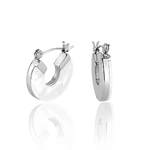 Brinco Aço Inox "Meia Lua" com Detalhes em Madrepérola - Elegante e Único