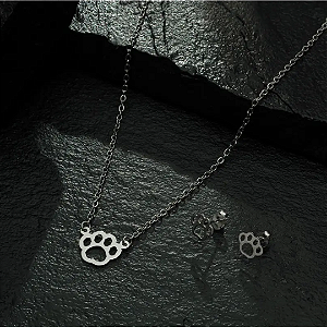 Conjunto Aço Inox com Pingente de Patinha - Charme e Delicadeza