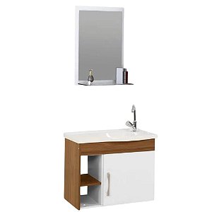 KIT TURIM SUSPENSO 55,5CM COM PIA E ESPELHO NOGAL RORATO 682071