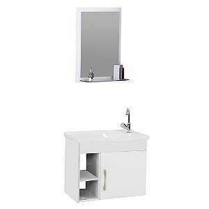 KIT TURIM SUSPENSO 55,5CM COM PIA E ESPELHO BRANCO RORATO 687340