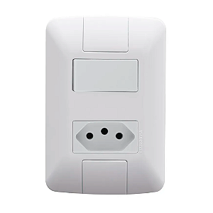 CONJUNTO TRAMONTINA ARIA 1 INTERRUPTOR SIMPLES + 1 TOMADA 57241/064 BRANCO 615315