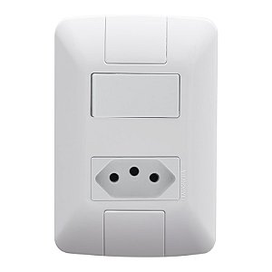 CONJUNTO TRAMONTINA ARIA 1 INTERRUPTOR SIMPLES + 1 TOMADA 20A 57241/044 BRANCO 615323