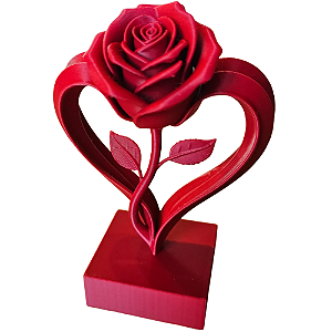 3D DECORAÇÃO CORAÇÃO COM FLOR 12CM VERMELHO 893765