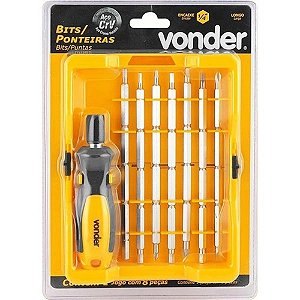 BITS VONDER PONTEIRA COM 8 PEÇAS 1/4 LONGO CRV 553182