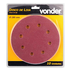 DISCO LIXA VONDER 180MM G120 COM 10 PEÇAS 86114