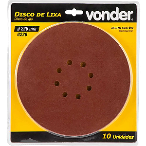 DISCO LIXA VONDER 225MM G220 COM 10 PEÇAS 886157