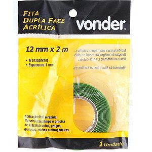 FITA DUPLA FACE VONDER 12X2M TRANSPARENTE INTERNO 498777
