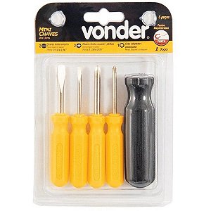 JOGO CHAVE FENDA/PHILIPS VONDER COM 5 PEÇAS MINI 446092