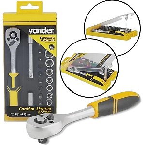 JOGO SOQUETE VONDER 1/4 04A13MM SEXTAVADO COM 25 PEÇAS 655341