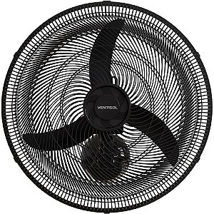 VENTILADOR DE PAREDE 50CM 3 PÁS PRETO 220V GRADE DE PVC 410039 VENTISOL 767581