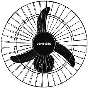 VENTILADOR DE PAREDE 50CM 3 PÁS PRETO BIVOLT GRADE DE AÇO 538 VENTISOL 709166