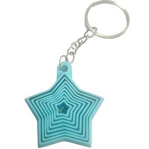 CHAVEIRO ESTRELA SENSORIAL 4CM AZUL CLARO CORRENTE PRATA LIENAMIYA IMPRESSO EM 3D 903493