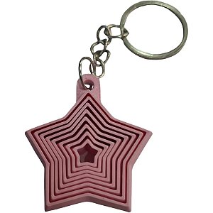 CHAVEIRO ESTRELA SENSORIAL 4CM ROSA CORRENTE PRATA LIENAMIYA IMPRESSO EM 3D 903469
