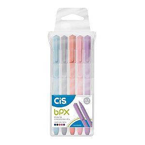 Caneta BPX Esferografica 0,7mm, CIS, Estojo c/ 5 Cores Sortidas
