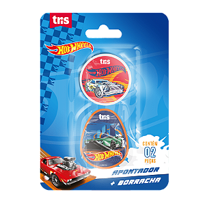 Kit Apontador Com Depósito + Borracha – Cart C/2 UN – Tris Hot Wheels 2 Pcs Cart
