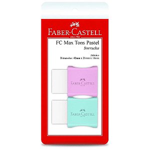 Borracha Branca Faber-Castell  com Capa Protetora pastel, Cores Sortidas, 2 Unidades