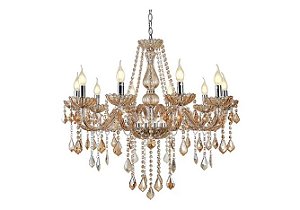 Lustre pendente com 10 braços cor ambar modelo COD10052