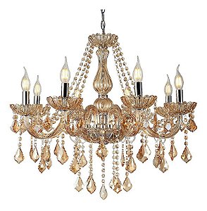 Lustre pendente com 8 braços cor ambar modelo COD10051