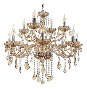 Lustre pendente cor ambar com 12 braços modelo COD10058