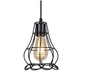Lustre pendente cor preta D140xH220MM modelo COD10030