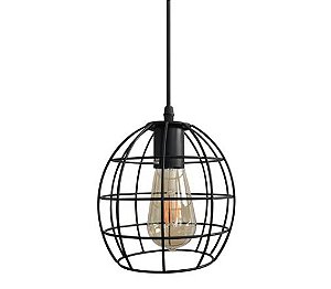 Lustre pendente cor preta D180xH180MM modelo COD10032